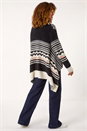 Black Pattern Fluffy Knit Cardigan, Image 3 of 5