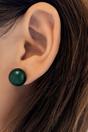 Green Glass Ball Stud Earrings 12mm, Image 2 of 3
