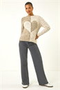 Ivory  Colour Block Heart Knit Jumper, Image 2 of 5