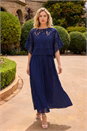 Navy  Crochet Overlay Maxi Dress , Image 2 of 5