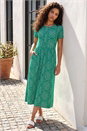 Green Petite Aztec Gathered Dress, Image 2 of 4