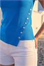 Blue Dusk Asymmetric Button Vest Top, Image 4 of 4