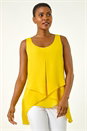 Yellow Asymmetric Sleeveless Vest Top, Image 2 of 5