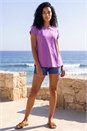 Purple Stretch Cotton Jersey T-Shirt, Image 3 of 4