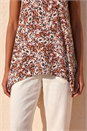 Brown Animal Print Hanky Hem Stretch Top, Image 4 of 4