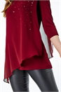Wine Embellished Chiffon Overlay Top, Image 5 of 5