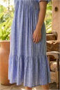 Blue Curve Stripe Print V-Neck Midi Dress, Image 4 of 4