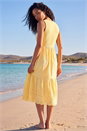 Yellow Cotton Broderie Midi Dress, Image 3 of 4