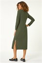 Khaki Textured A-Line Knitted Jumper Dress, Image 4 of 6