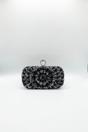 Black Rhinestone Ring Clasp Clutch Bag, Image 2 of 5