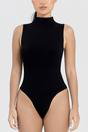 Black Sleeveless Turtleneck Sculpting Bodysuit, Image 4 of 5