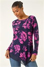PINK Floral Jacquard Chiffon Hem Top, Image 1 of 5