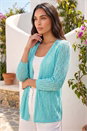 Light Blue  Light Weight Stitch Cardigan, Image 2 of 4
