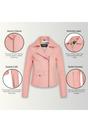 Light Pink Infinity Leather Light Pink Classic Brando Biker Leather Jacket, Image 3 of 8