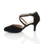Black AJVANI Black Mid Heel Crossed Straps Court Shoes, Image 3 of 6