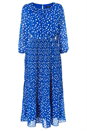 Royal Blue Spot Print Pleated Midi Dress, Image 6 of 6