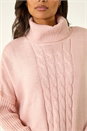 Pink Cable Knit Roll Neck Poncho Jumper, Image 5 of 5