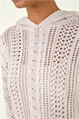 Cream  Hooded Cable Knit Jumper, Image 5 of 5