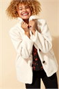 Ivory Faux Fur Teddy Coat, Image 1 of 4