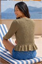 KHAKI Petite Broderie Hem Stretch Cardigan, Image 3 of 4
