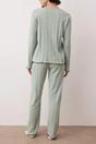 Mint WOVCOR Mint Button Through Pointelle Ribbed Long Sleeve Knit Pyjama Set, Image 2 of 3