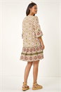 KHAKI Dusk Mix Print Smock Midi Dress, Image 3 of 7