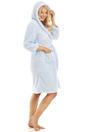 Blue Camille Lingerie Blue Super soft Fleece Hooded Robes, Image 4 of 5