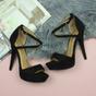 Black AJVANI Black High Heel Crossed Straps Platform Sandals, Image 4 of 6