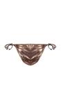 Bronze WOVCOR Bronze Metallic Finish Tie Side Low Waist Bikini Bottom with Adjustable Fit, Image 3 of 5