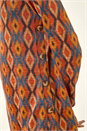 Dark Orange Geo Print Stretch Swing Dress, Image 5 of 5