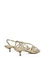 Gold XY LONDON Gold 'Kayla' Slip On Strappy Slingback Kitten Heeled Sandals, Image 4 of 6