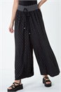 Black Shimmer Stretch Shirrred Wide Leg Trousers, Image 4 of 5