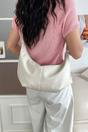 White Crescent Shoulder Bag With Flower Charm, Image 2 of 3
