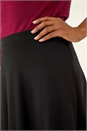 Black Elastic Waist Stretch A Line Skater Skirt, Image 5 of 5