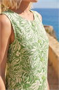 Green Petite Leaf Print Buttoned A-Line Dress, Image 4 of 4