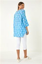 Light Denim Spot Print Longline Tunic Top, Image 3 of 5