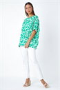 Green Swirl Print Button Back Tunic Top, Image 2 of 5