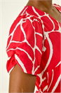 Red Linear Print Midi Shirt Dress, Image 5 of 5