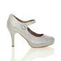 Silver AJVANI Silver High Heel Mary Jane Court Shoes, Image 2 of 6