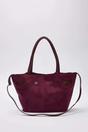Plum Suede Tote With Soft Handle And Cross-Body Strap, Image 4 of 4