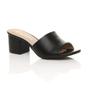 Black Mid Block Heel Peep Toe Mules Sandals, Image 1 of 6