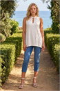 Ivory  Foil Rose Twist Neck Top, Image 2 of 4
