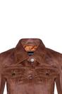 Tan Womens Leather Trucker Jacket-Andery, Image 4 of 4