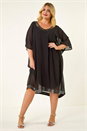 Black Curve Sequin Chiffon Overlay Dress, Image 2 of 5