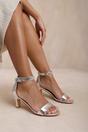 Silver 'Madrid' Mid Block Heel With Ankle Strap, Image 6 of 6