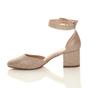 Rose Gold AJVANI Rose Gold Mid Block Heel Ankle Strap 2 Part Heels, Image 3 of 6