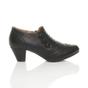 Black AJVANI Black Mid Heel Brogue Button Ankle Boots Shoe Boots, Image 2 of 6