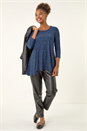 Blue Spot Print Tunic Stretch Top, Image 2 of 5
