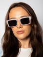 Pink Square Frame Sunglasses in Matte Pink with Black Lenses, Image 2 of 6