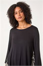 Black Abstract Contrast Mesh Stretch Tunic, Image 4 of 5